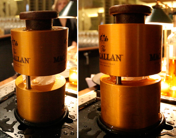 Ice ball machine by Macallan or Cirrus cools your drink