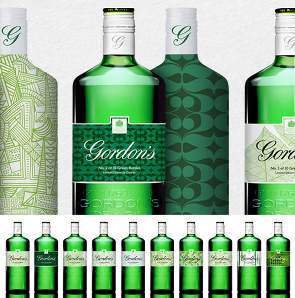 Recycled Glass Gin Bottles : Gordon's gin